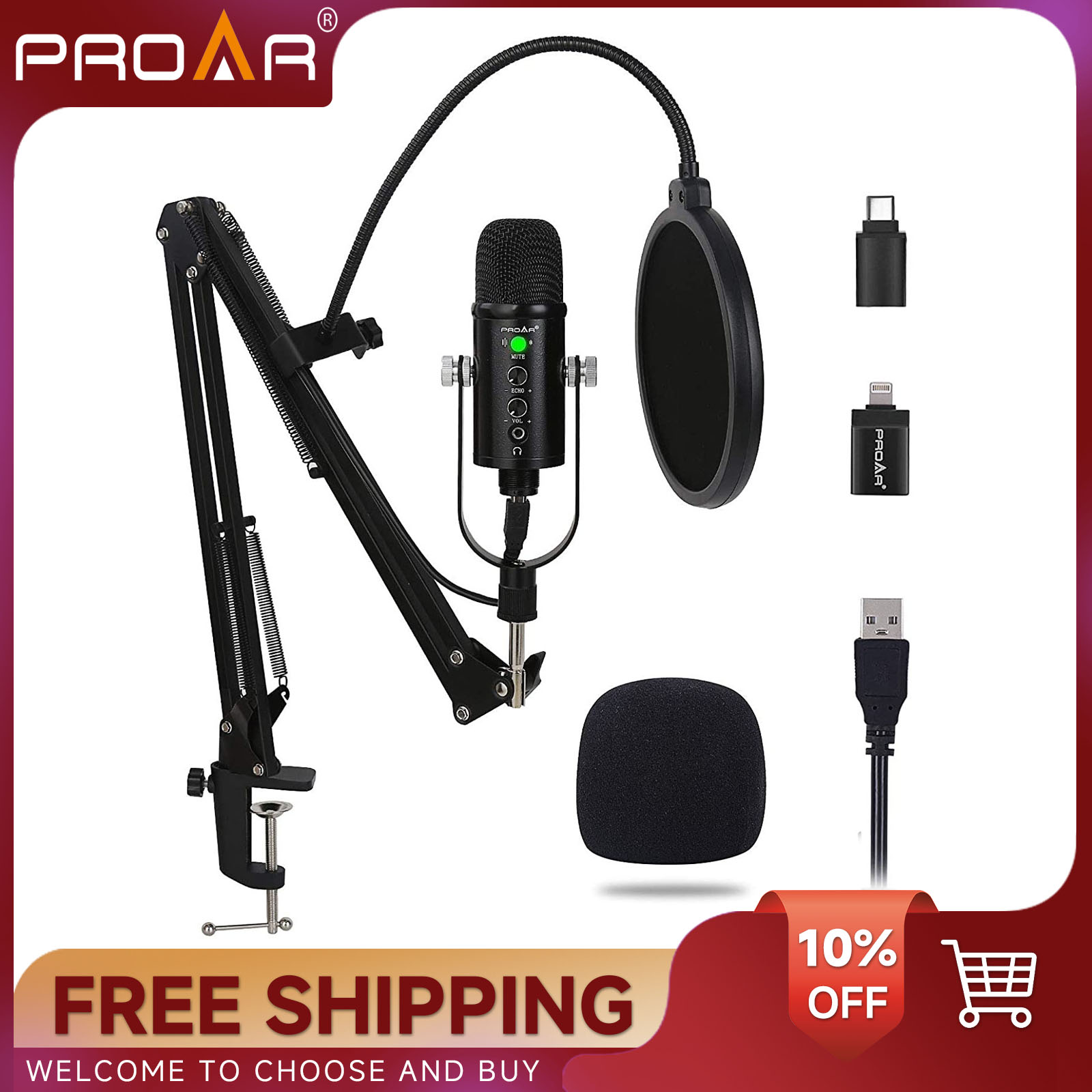 Pc Gaming Youtuber - Microphone à condensateur USB BM86, pour