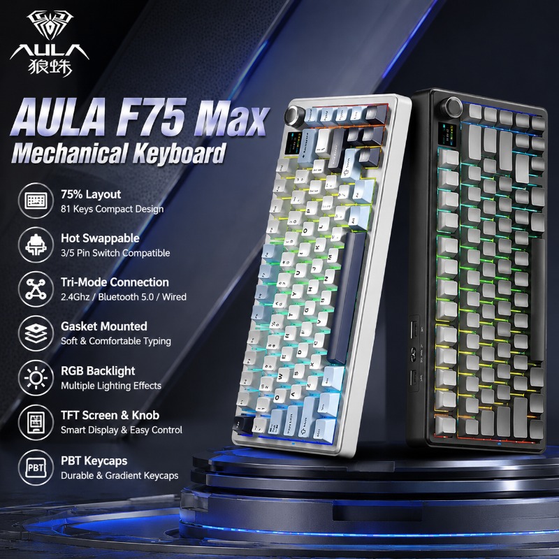 Pc Gaming Keyboard - Clavier mécanique AULA F75 Max, format