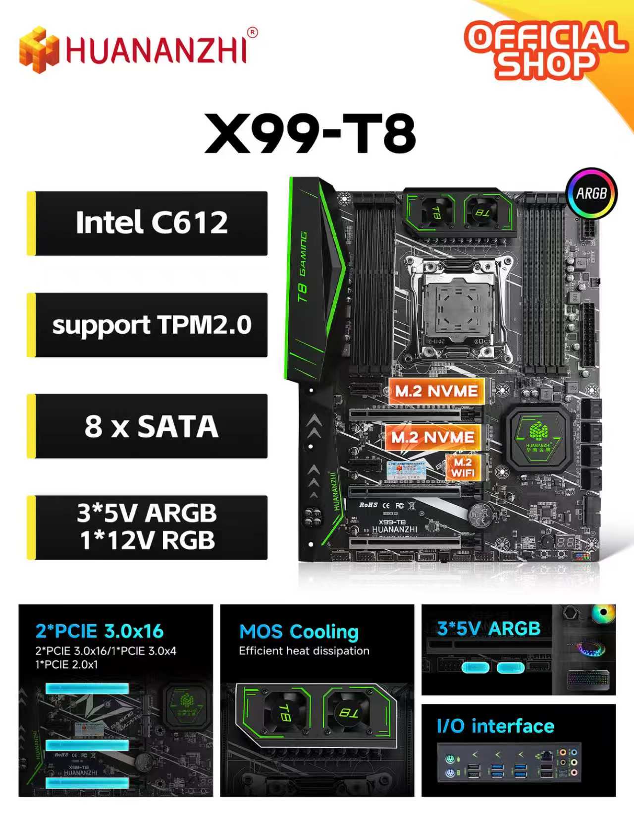 Pc Gaming Omen - Carte mère HUANANZHI X99-T8 LGA 2011-3