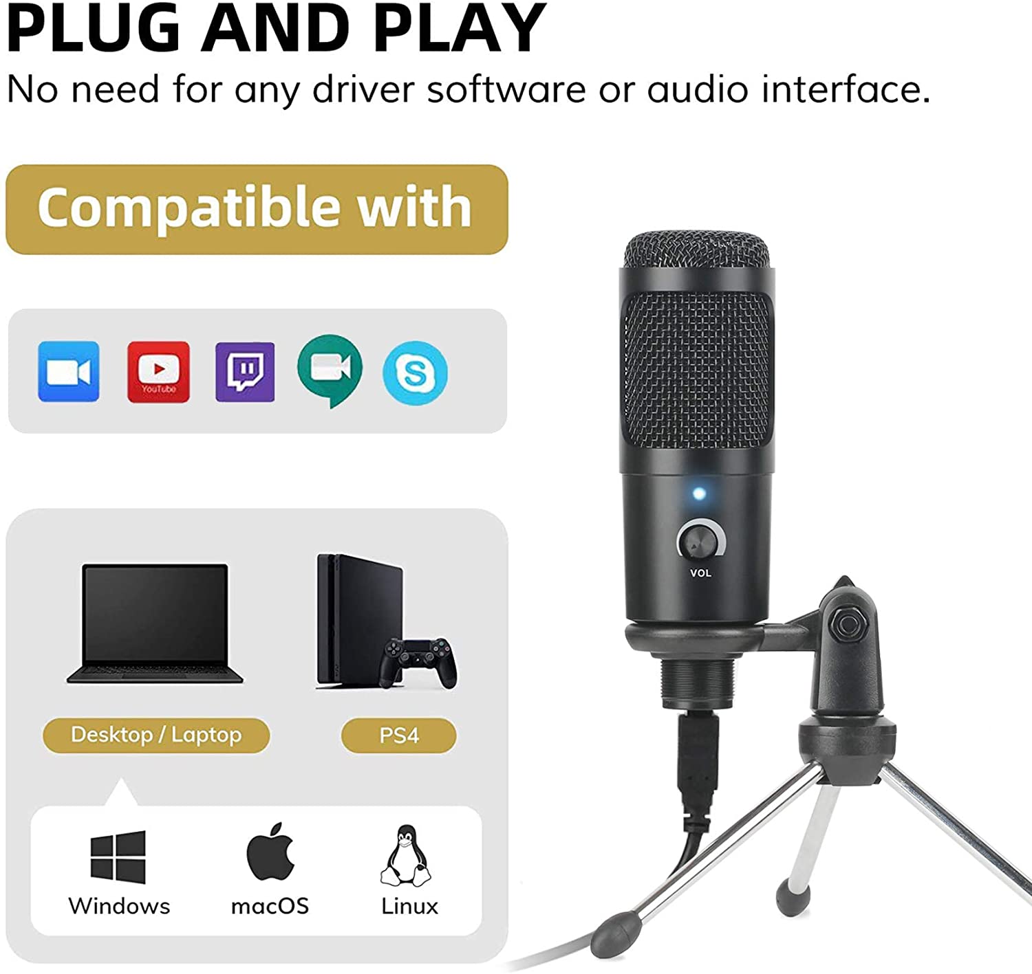 Microphone statique à condensa - Pc Gaming Youtuber avis et prix